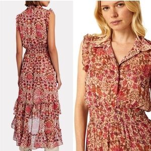 Misa Los Angeles Editha Chiffon Dress in Hibiscus Print Size Small
